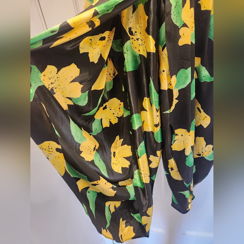 Vintage Floral Harem Drop Waist Chloe Sevingy Black Jumpsuit 14 L - Picture 5 of 6